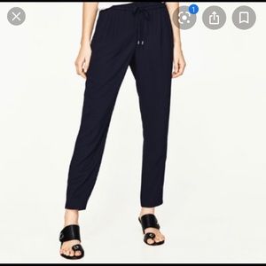 Zara - Black Chiffon Drawstring Trouser - size L